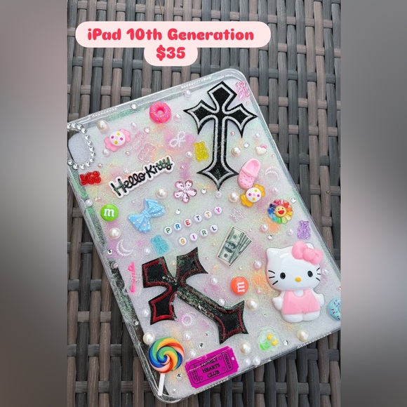 ✨ Handmade Apple IPad 10th gen Case – Junk Style Bling 💙💙💙🦋 - Picture 1 of 2